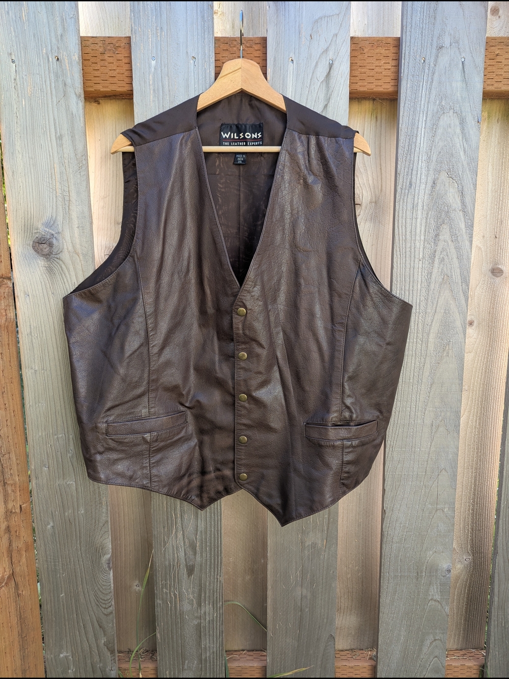 Wilson Brown Leather Vest with Button Front - Picture 1 of 4
